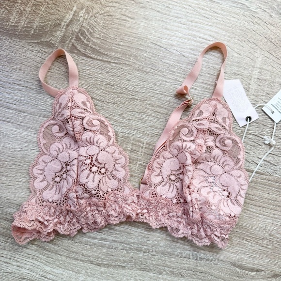NWT HAH Lace Bralette Bra Top Sheer Light Pink XS - Picture 1 of 3